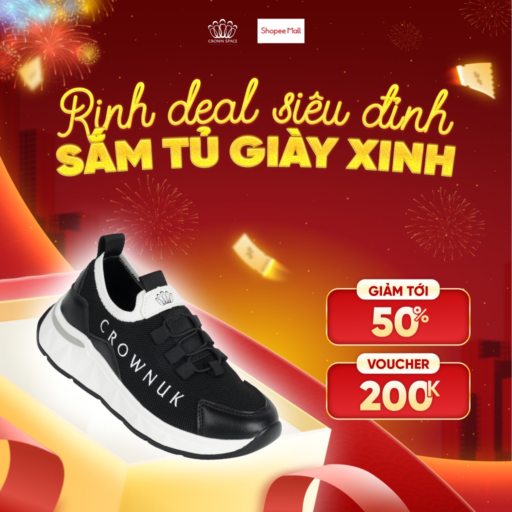 Giày Thể Thao Sneaker Cao Cấp Êm Mềm, Chống Trơn, Thoáng Khí, Đi Học Đi Chơi Crown Space CRUK8083