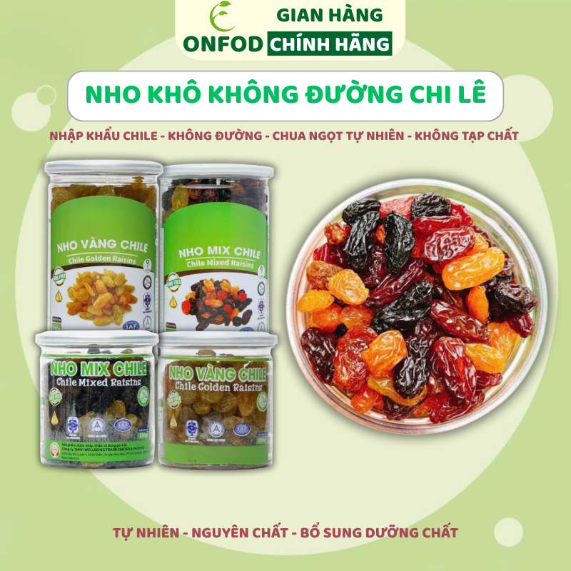 Nho khô không đường sấy nhập khẩu Chile ONFOD ăn vặt ăn liền làm ngũ cốc healthy eat clean