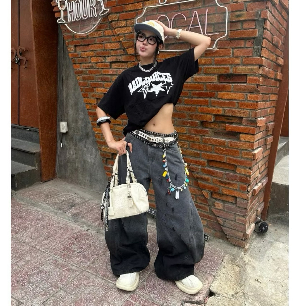 pass Quần jeans BAD CHOICES ( 99% ) màu đen size S