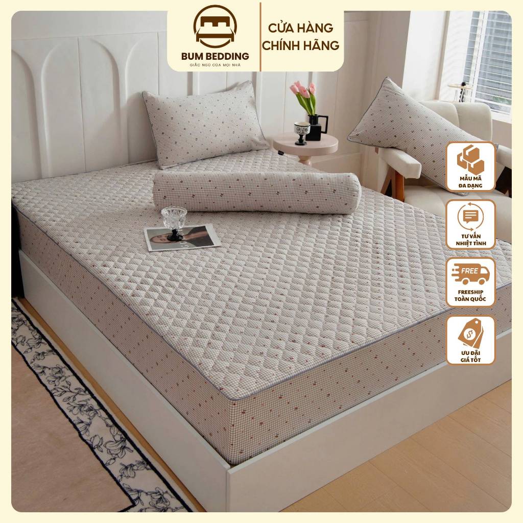 Set chăn ga cotton bamboo 3 món, Bộ vỏ chăn ga gối cotton nhiều họa tiết - Bum Bedding