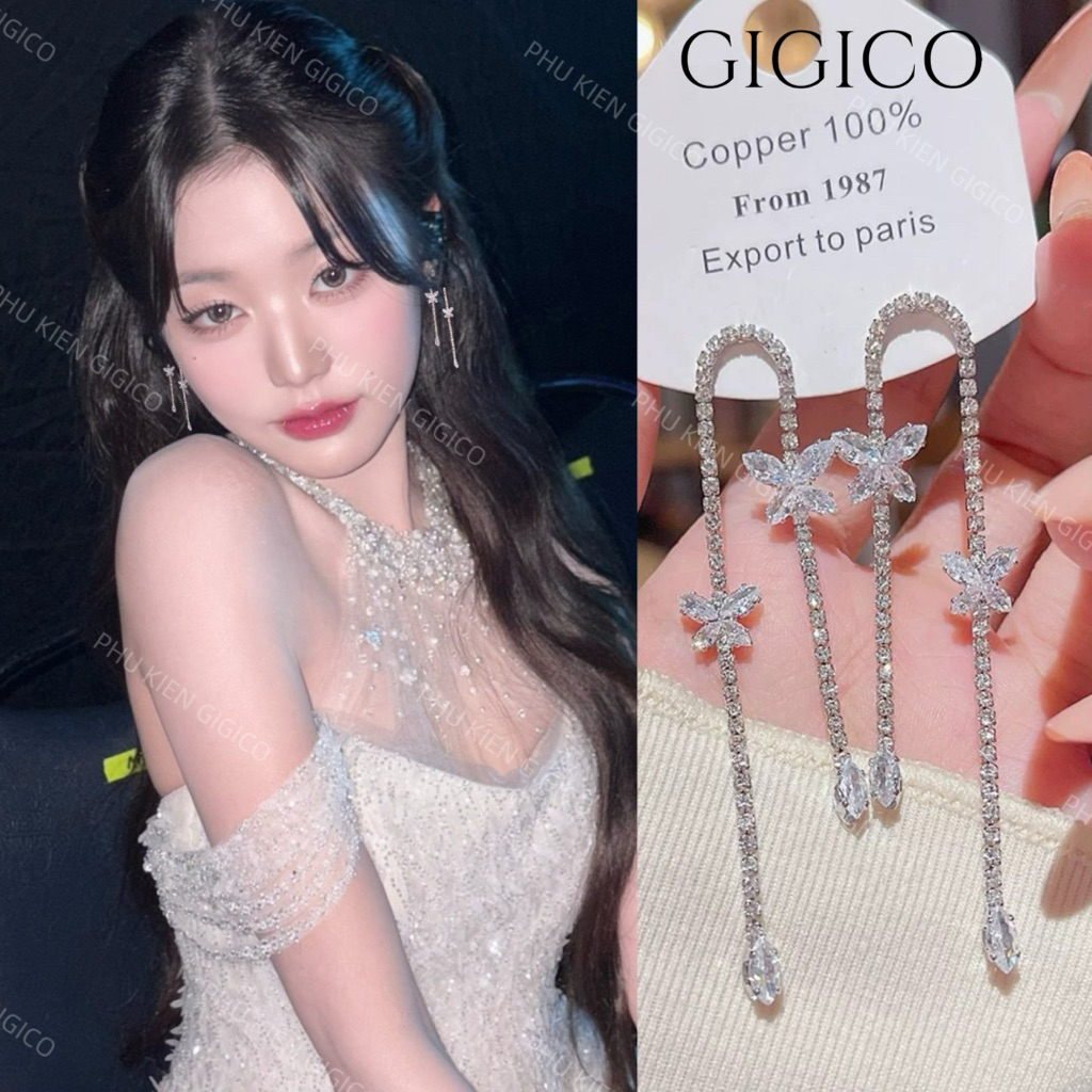 Bông tai đá bling phong cách nữ thần Jang WON YOUNG