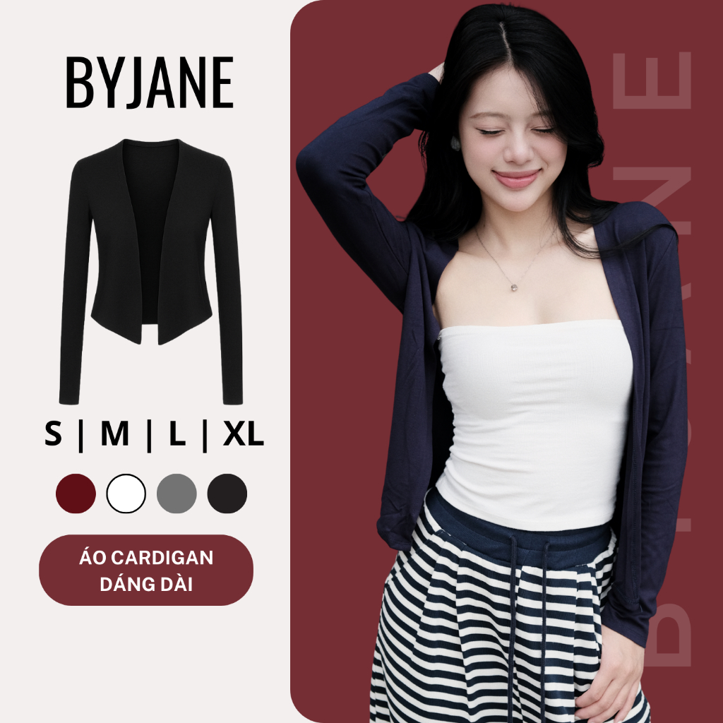 Áo Khoác cardigan dáng dài trơn nhiều màu, áo khoác ngoài tay dài co dãn 4 chiều kiểu dáng bánh bèo 