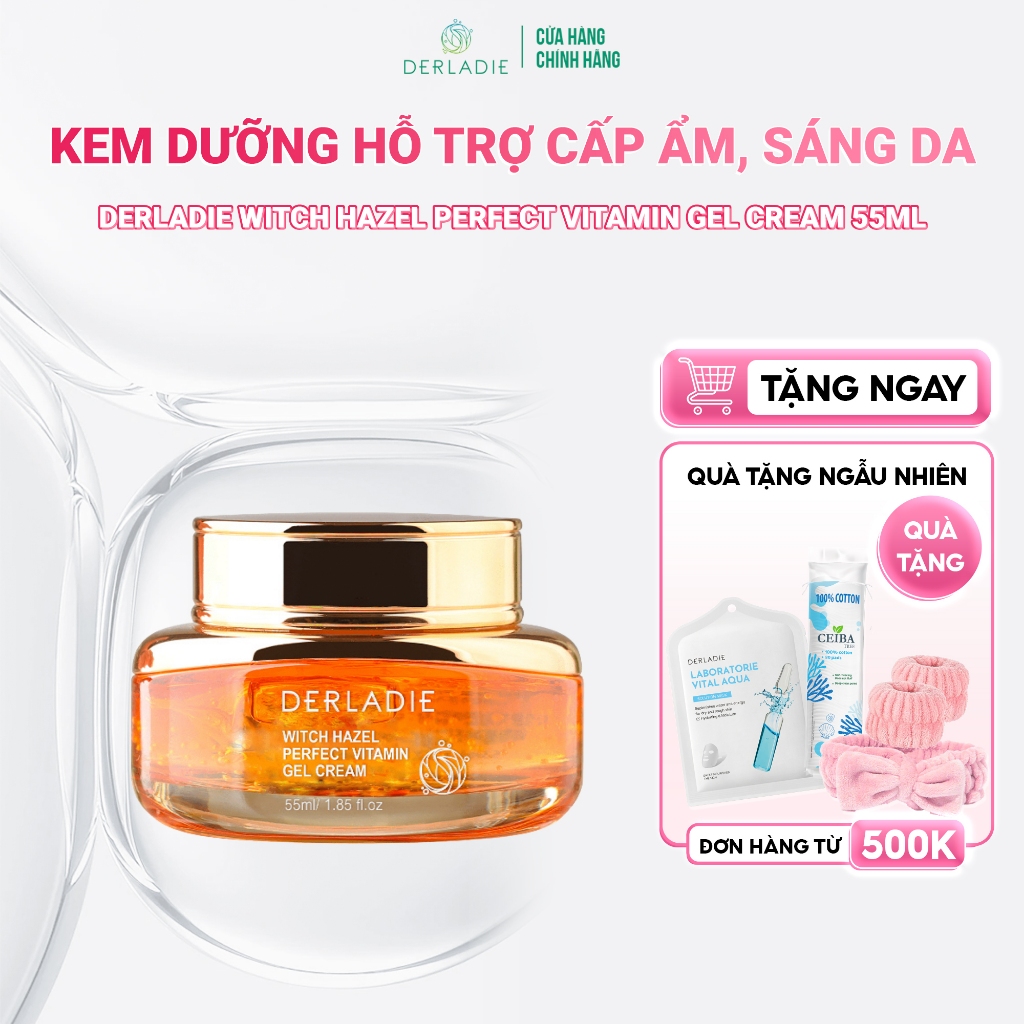 Kem dưỡng cấp ẩm, sáng da Derladie Witch Hazel Perfect Vitamin Gel Cream 55ml
