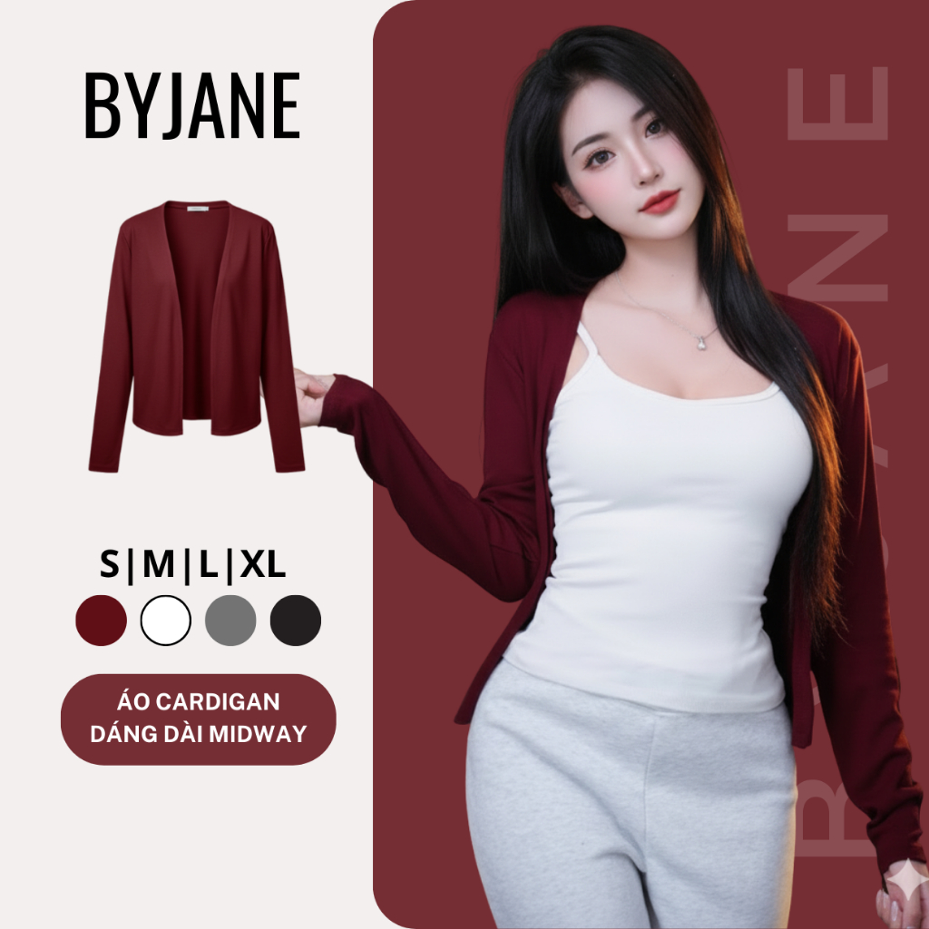 (MỞ BÁN) Áo khoác Cardigan dáng vừa midway thanh lịch BYJANE - 922