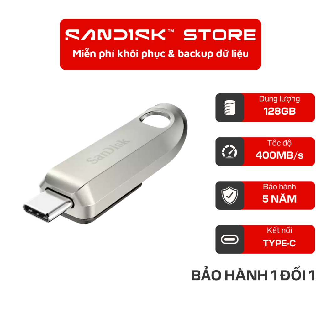 USB 3.2 Gen 1 SanDisk Ultra Flashdrives SDCZ75 128GB  400MB/s SDCZ75-128G-G46 - Bảo hành 5 năm