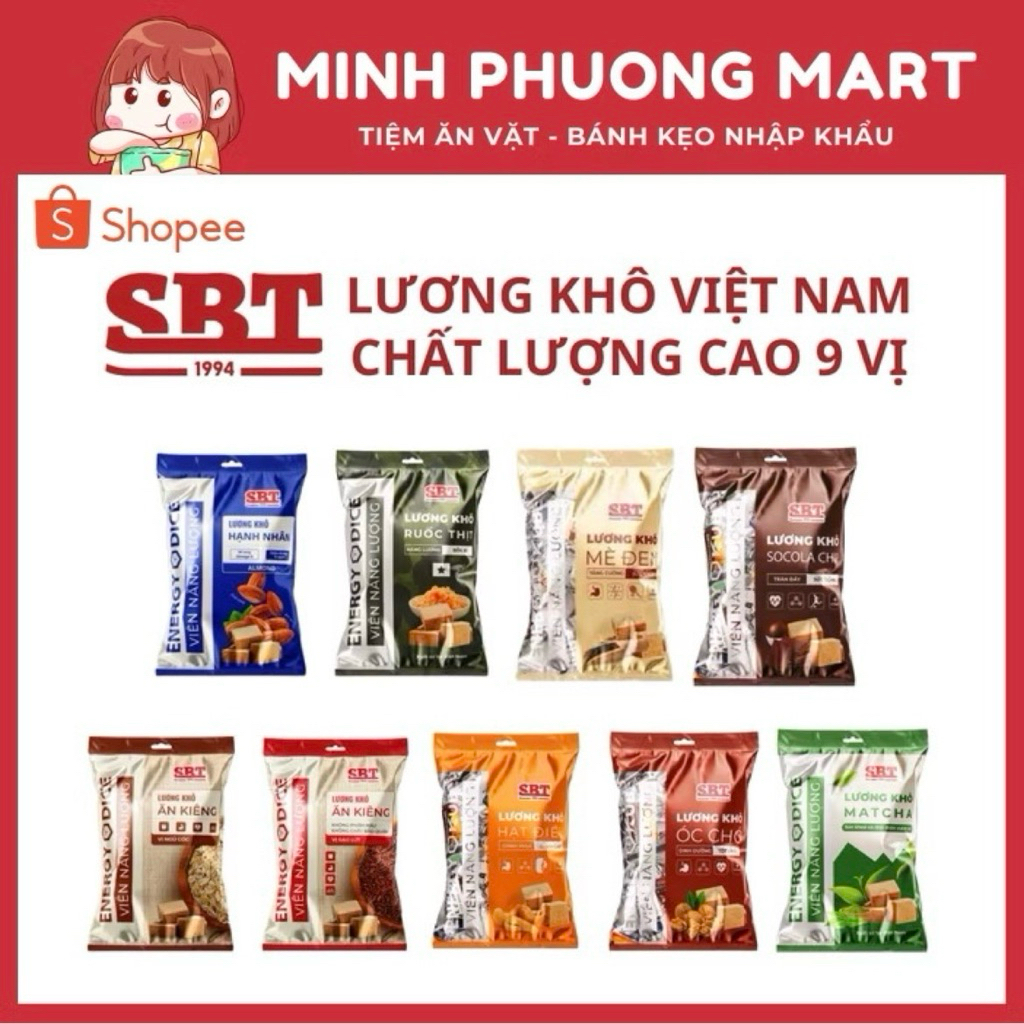 Lương khô dinh dưỡng SBT - Energy Dice nhiều vị óc chó, hạt điều, mè đen, hạnh nhân - Túi 500g