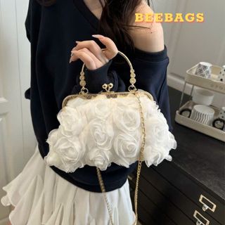 Túi Xách Cầm Tay Vải Voan Hoạ Tiết Hoa Đi Dạ Hội | TX299 | Túi Đeo Chéo Dây Xích Hoa Ba Chiều Đi Tiệc, Đi Đám Cưới