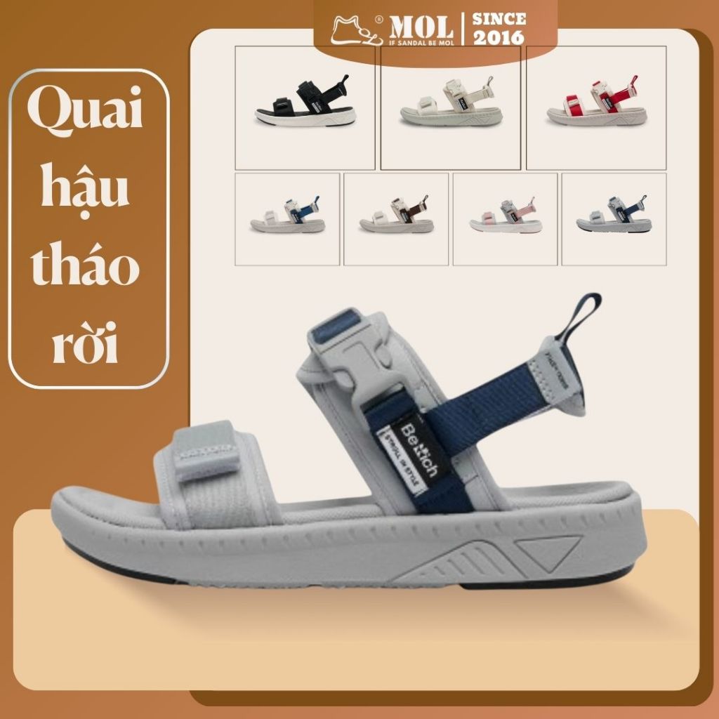 Sandal nam nữ thương hiệu Berich 2 quai ngang BE278 thiết kế quai hậu tháo rời