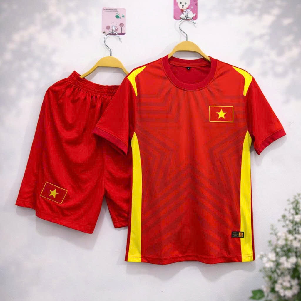 [VN - Đ02] - In tên số áo - Bộ quần áo đá bóng Việt Nam đỏ chất thun lạnh cao cấp - sỉ lẻ số lượng lớn, giá tận gốc