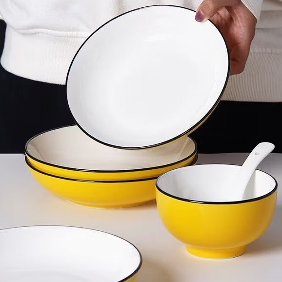 Chén dĩa sứ màu vàng cao cấp