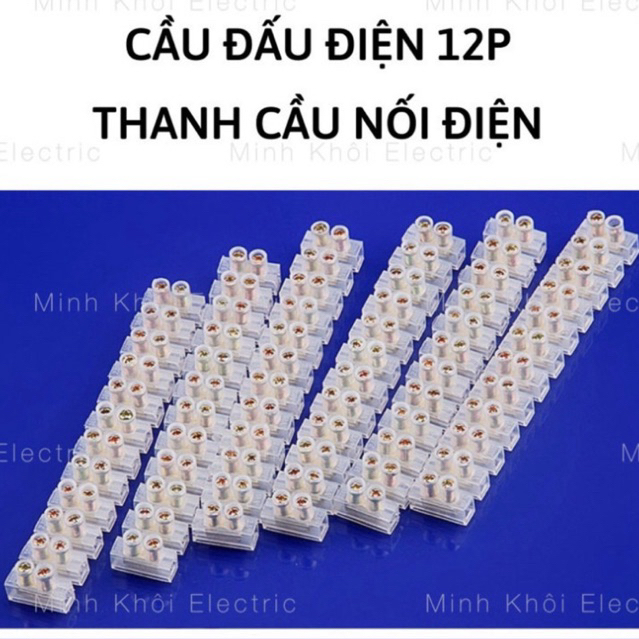 Thanh Cầu Đấu Nhựa Nối Điện 12 Mắt,cầu đấu điện 12P domino Cao Cấp