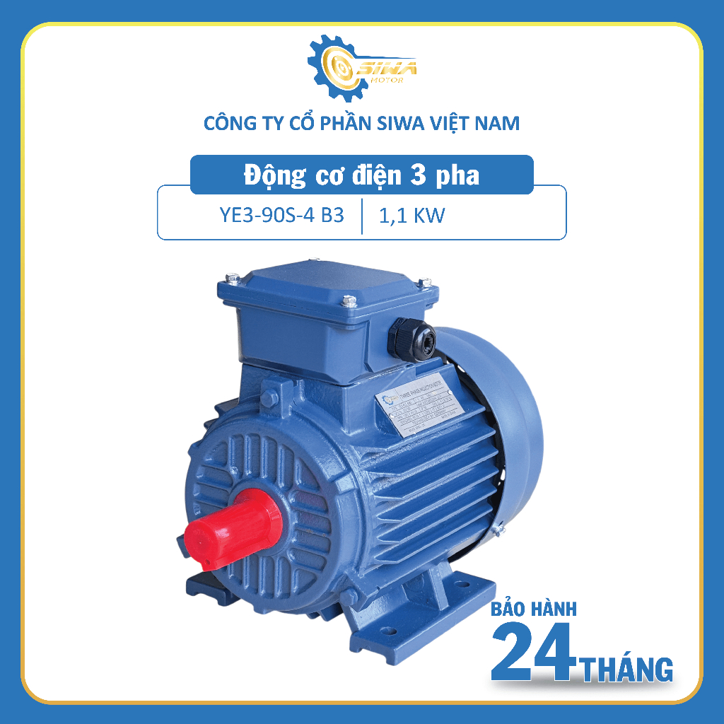 Motor 3 Pha Siwa 1.1kW 1.5HP 220V/380V