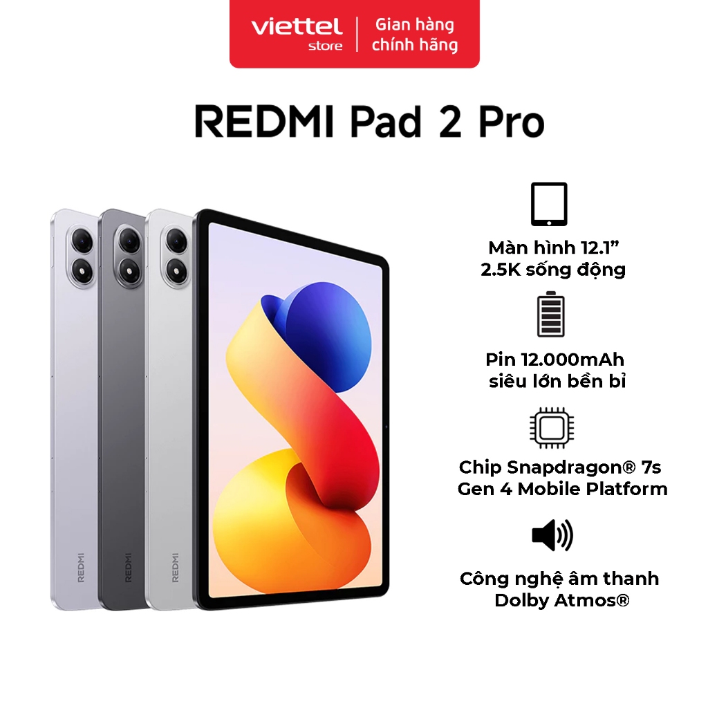 Xiaomi Redmi Pad 2 Pro 5G 6GB 128GB | Màn Hình 12,1" 2,5K Siêu Rõ Nét | Hình Ảnh Mượt Mà Với Tần Số Quét Lên Đến 120Hz