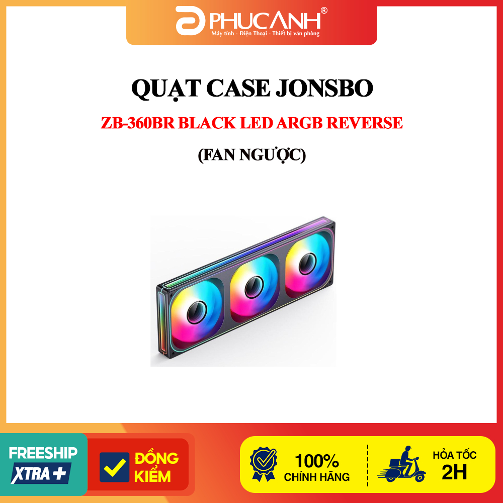 Quạt case JONSBO ZB-360BR BLACK LED ARGB REVERSE (fan ngược)