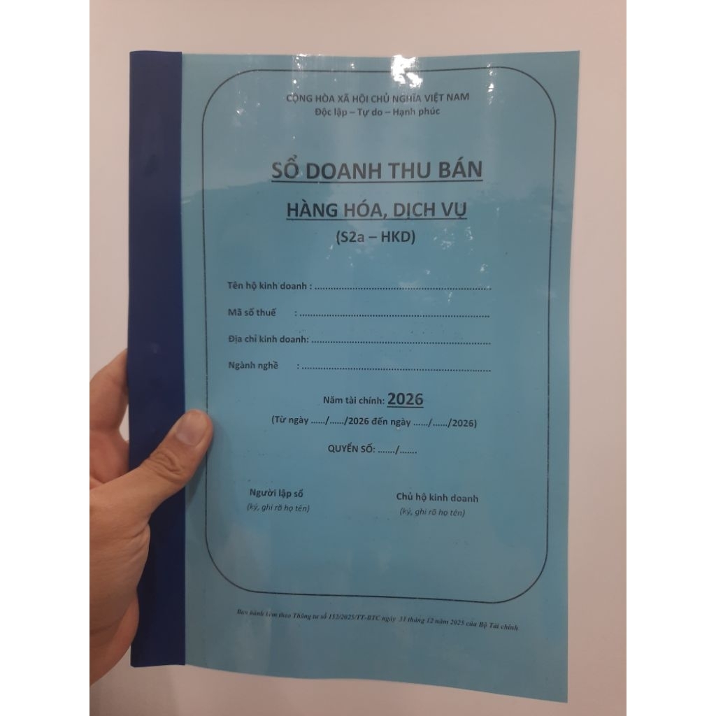 S2A-HKD: Sổ doanh thu bán hàng hóa, dịch vụ, HKD có doanh thu từ 500tr đến dưới 3ty
