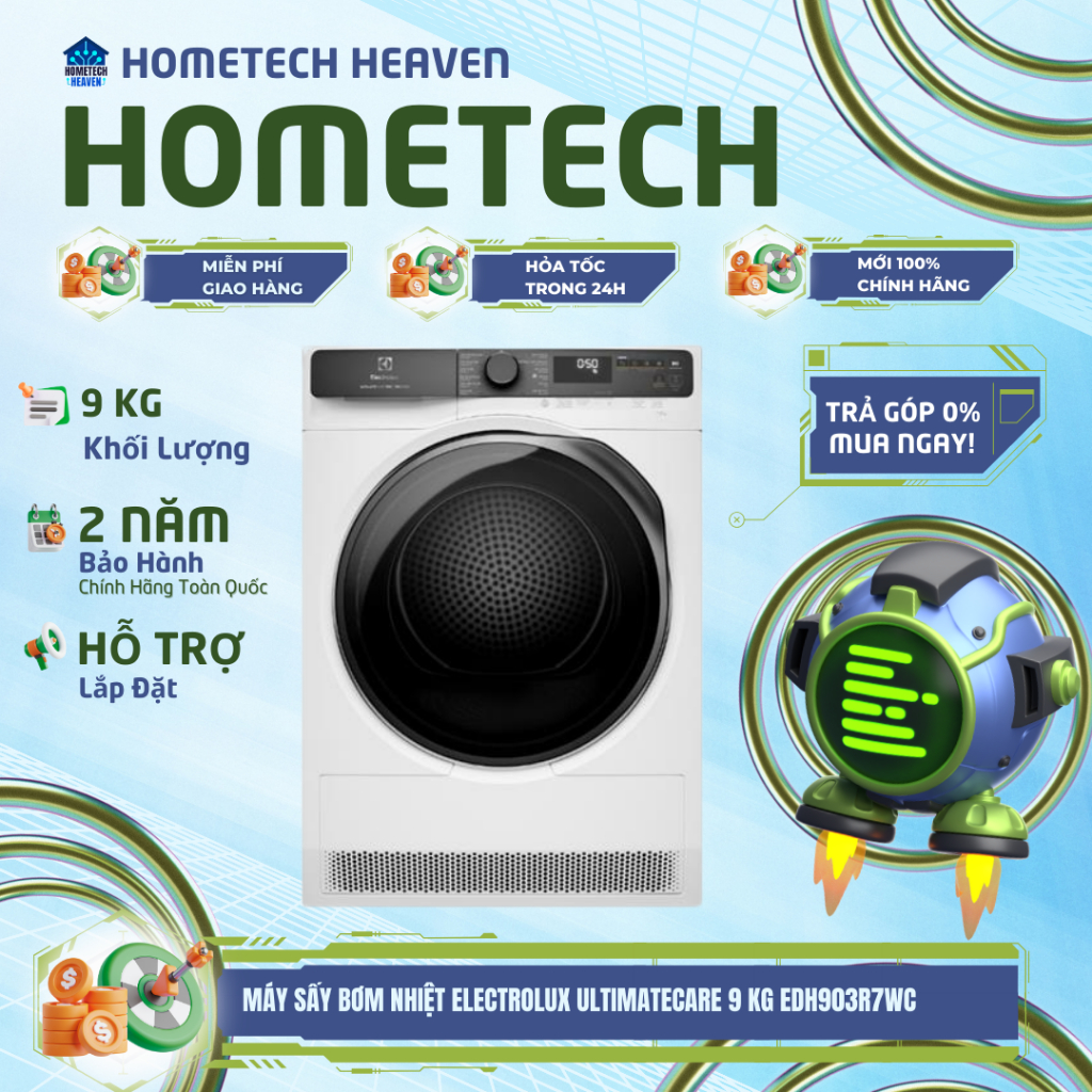 EDH903R7WC - Máy sấy bơm nhiệt Electrolux UltimateCare 9 kg EDH903R7WC - Hàng Chính Hãng