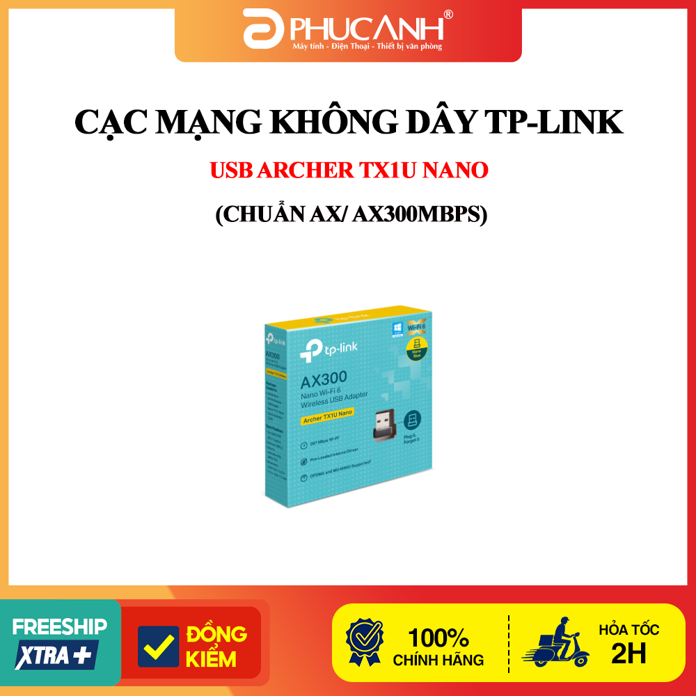 Cạc mạng không dây TP-Link USB Archer TX1U Nano (Chuẩn AX/ AX300Mbps)