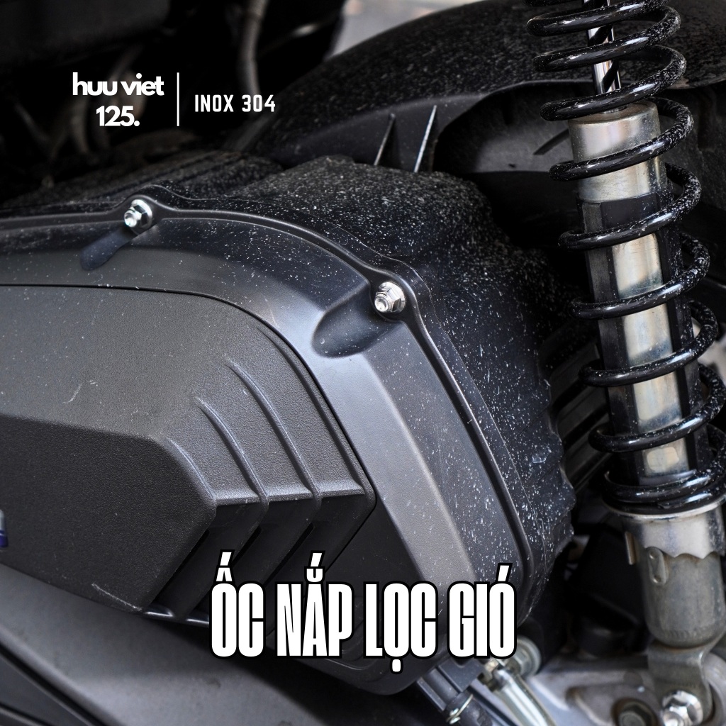 Ốc gắn ốp lọc gió, ốp pô e Inox 304 cho xe máy Honda AB, SH, SH Mode, Vario, Click,...