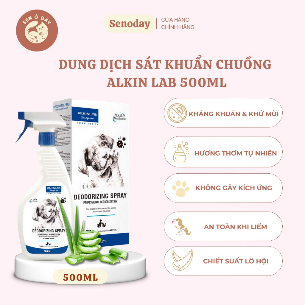 [ALKIN LAB]  Dung Dịch Sát Khuẩn & Khử Hôi Alkin Lab 500ml – Khử Trùng Chuồng Lồng Chó Mèo