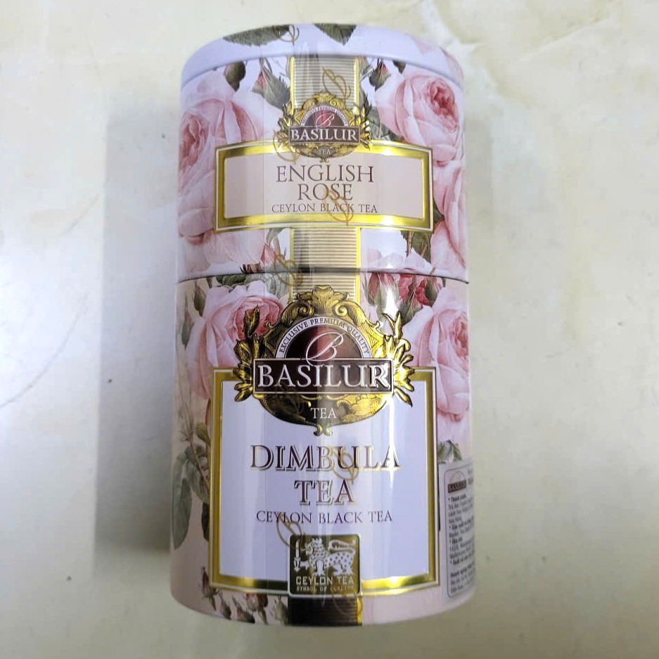BASILUR -- Hộp thiếc DIMBULA 100gr -- TRÀ ĐEN NGUYÊN CHẤT HƯƠNG HOA HỒNG English Rose Ceylon Black T