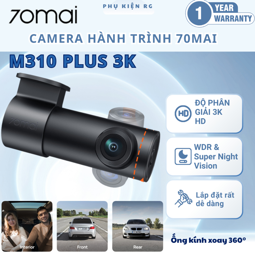 Camera Hành Trình Ô Tô 70mai M310 Plus 3K – Ghi Hình 3K Siêu Nét, Góc Rộng 140° Điều Khiển Giọng Nói