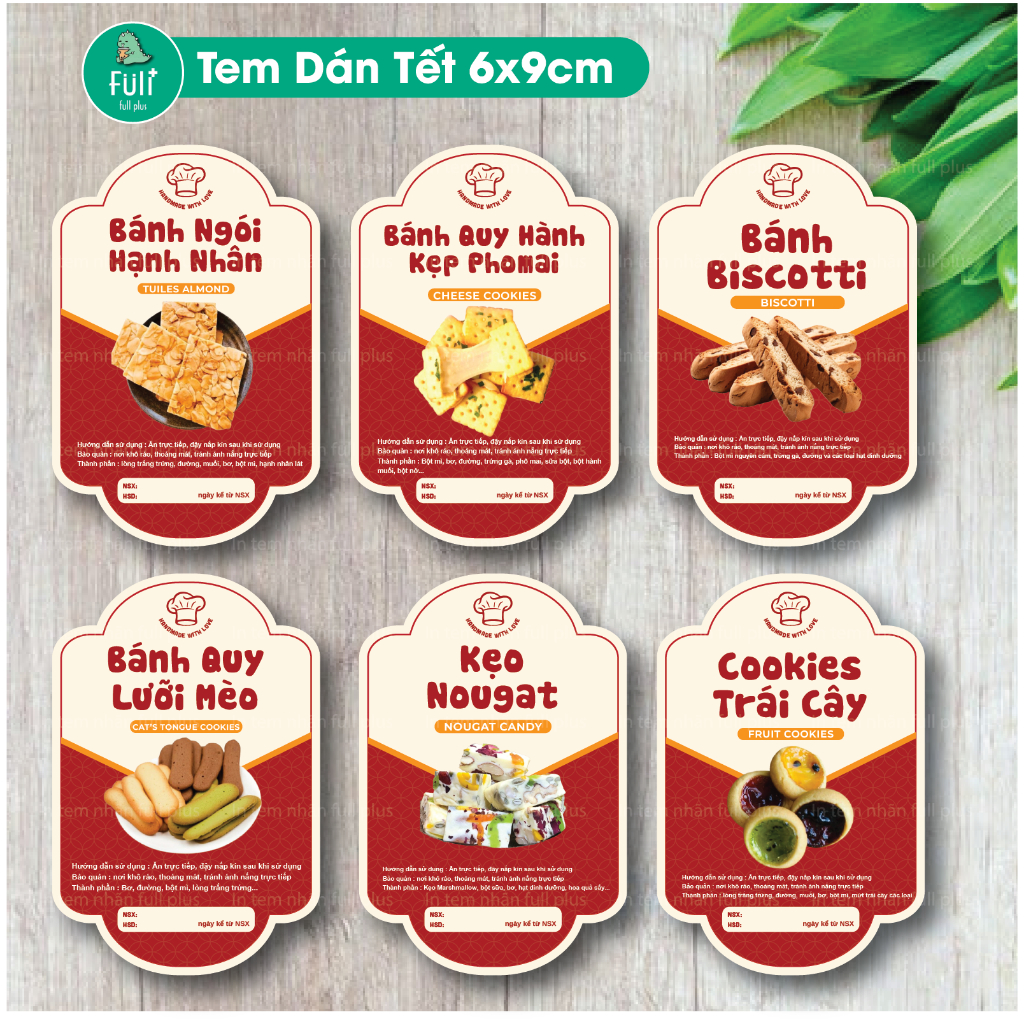 [ Sẵn ] Tem dán bánh tết, tem tết, decal tết, tem bánh hạt tết, tem chúc mừng năm mới