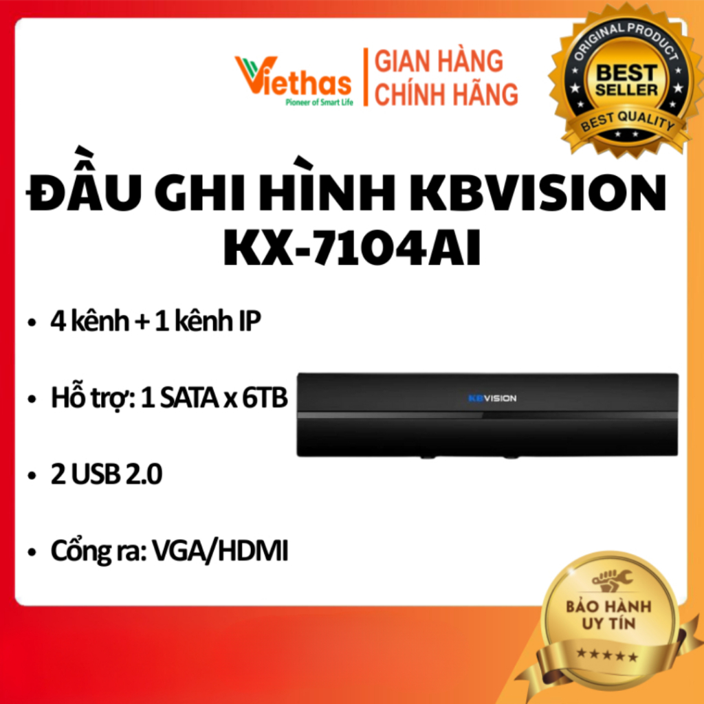 Đầu ghi hình KBVISION KX-7104Ai đầu ghi DVR AI - Hỗ trợ chức năng SMD Plus