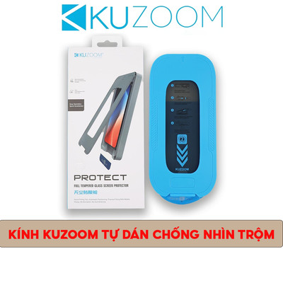 Kính Cường Lực Chống Nhìn Trộm Chính Hãng KUZOOM Có Khung Tự Dán, Màng Bảo Vệ Loa Cho IP 13-14-15-16