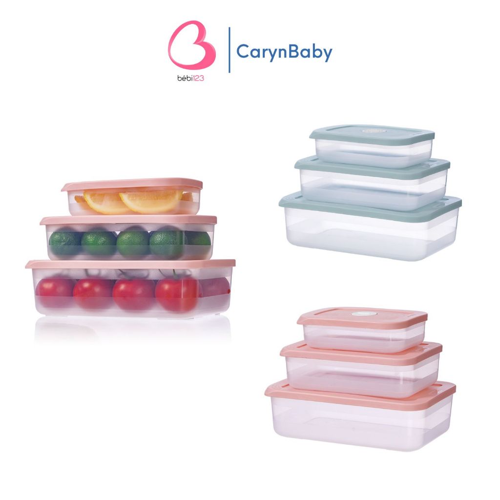 Bộ 3 Hộp Thực Phẩm Chữ Nhật 6596 Hokori - Hộp Nhựa Việt Nhật Cao Cấp Bảo Quản Tủ Lạnh Chống Mùi baby