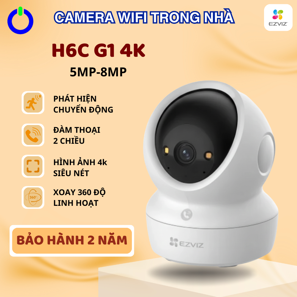 Camera IP Wifi EZVIZ H6c G1 / H6c Pro - Độ Phân Giải 8MP 4K / 5MP 3K / 3MP - Xoay 360 Độ, Chính Hãng