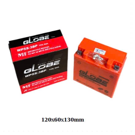 ắc quy Globe 12V-6Ah WP5S-3BP dùng cho xe Dream, Wave, Viva, Jupiter, Sirius