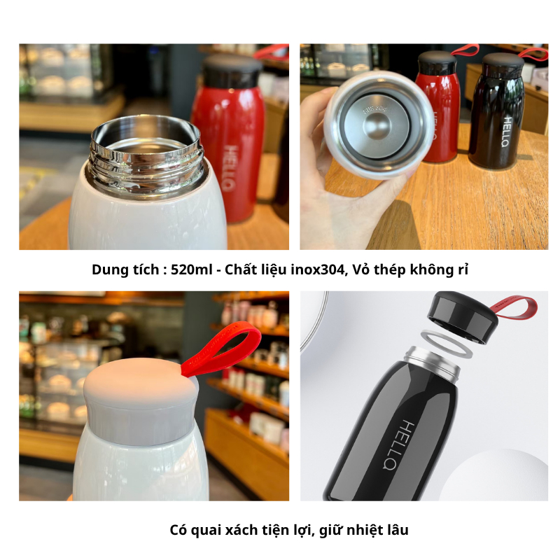Bình giữ nhiệt nóng lạnh 304 cao cấp, tặng kèm quai xách tiện lợi, giữ nhiệt lâu đa năng | BigBuy360 - bigbuy360.vn