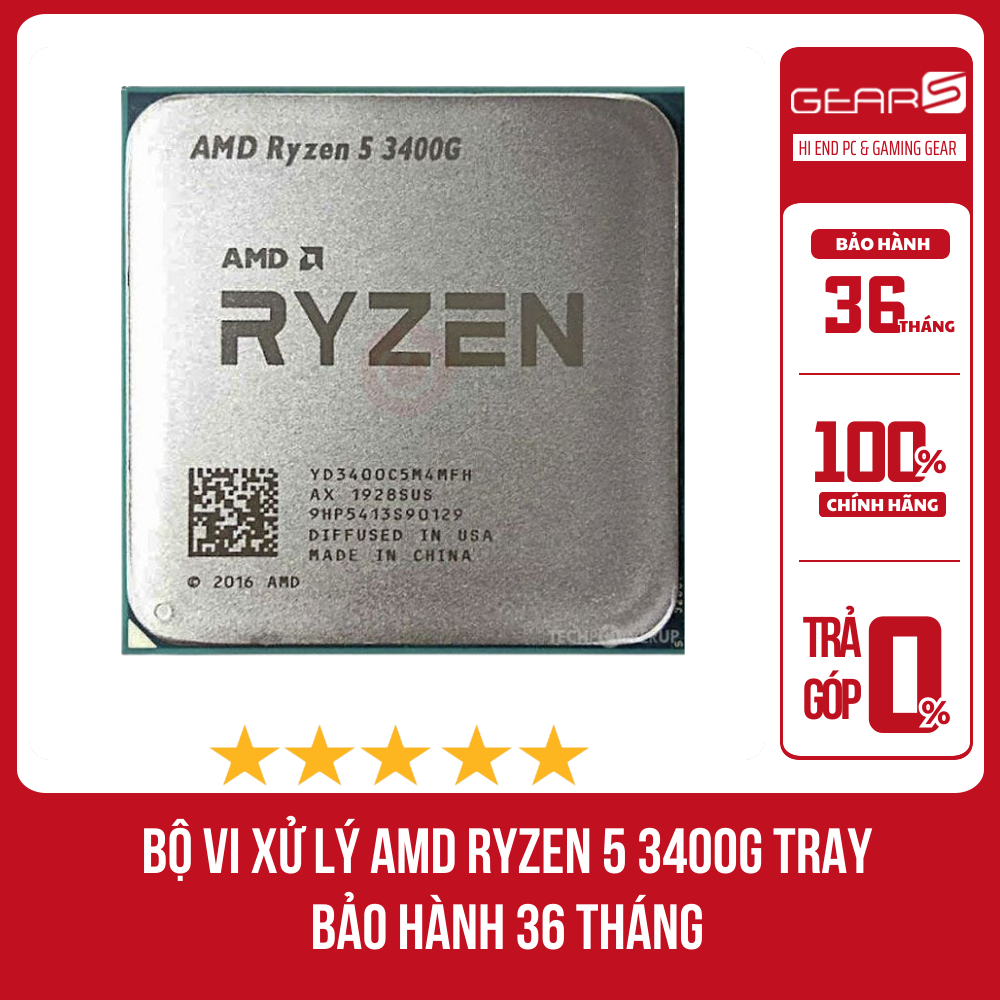 [FULL VAT]Bộ vi xử lý AMD Ryzen 5 3400G TRAY - Bảo Hành 36 Tháng