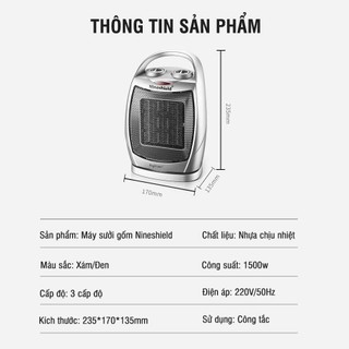 Quạt sưởi hai chiều Tiross TS9441(2000w), Máy sưởi gốm di động BRIGHTOWN PTC - 905 1500W bảo hành chính hãng 12 tháng