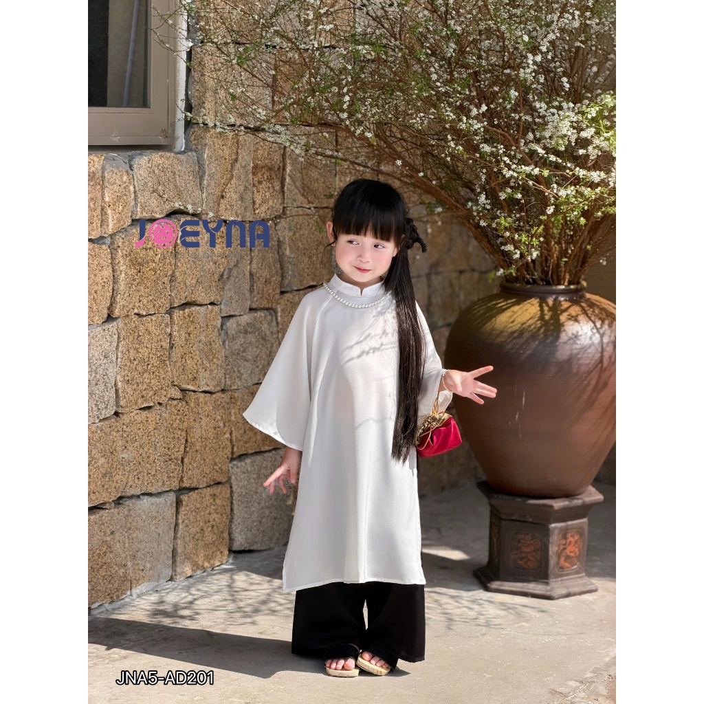 (Tặng Kèm Túi) Set Áo Dài Joeyna  AD201 Cách Tân  Cho Bé 8-24kg