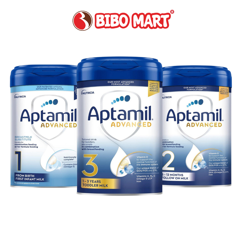 Sữa Bột Aptamil Advanced Anh Tăng Cường Đề Kháng Cho Bé Phát Triển Toàn Diện Số 3 Lon 800g-Bibo Mart