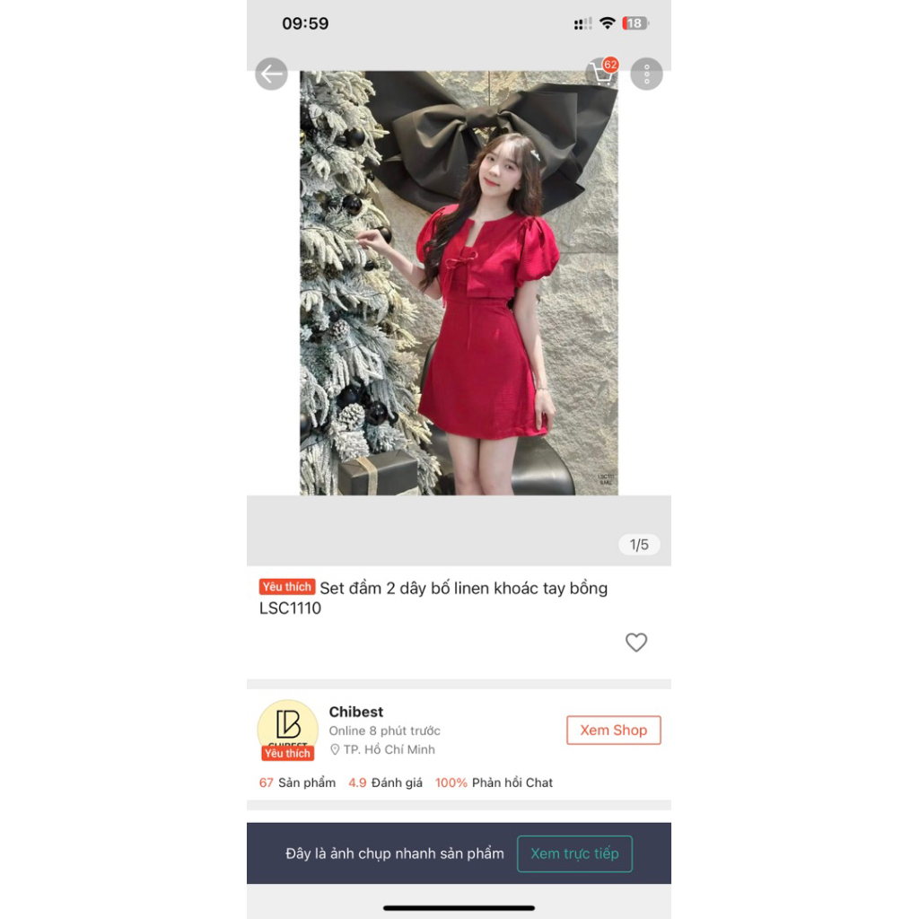 CHIBEST- PASS NEW CHIBEST (43kg-50kg)Set đầm 2 dây bố linen khoác tay bồng LSC1110