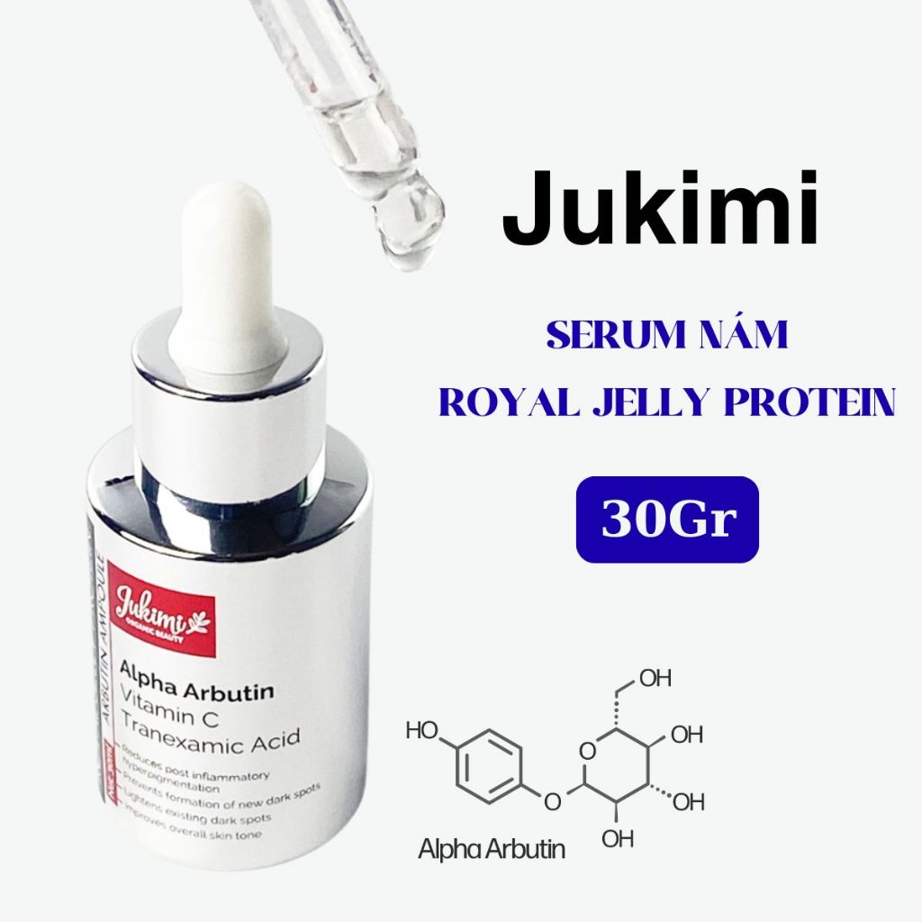 Serum nám Arbutin Jukimi 30ml Royal Jelly Protein Arbutin Ampoule cải thiện thâm nám, dưỡng trắng da