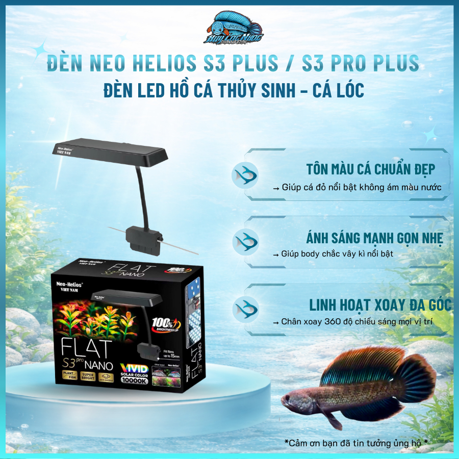 Đèn NEO HELIOS S3 Plus / S3 Pro Plus – Đèn LED Hồ Cá Thủy Sinh, Cá Lóc Cao Cấp