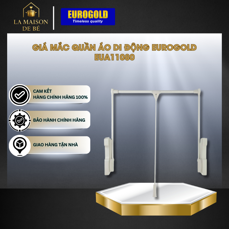 Giá Mắc Quần Áo Di Động Eurogold EUA11080 – Khung Hợp Kim Nhôm – Cơ Chế Nâng Hạ Thông Minh – LMS