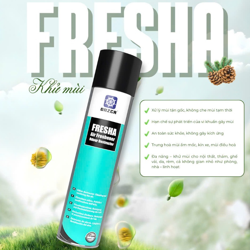 Xịt Khử Mùi Onzca Fresha Diệt Khuẩn Nội Thất Ô Tô, Nhà Cửa, Tủ Giày 400ML