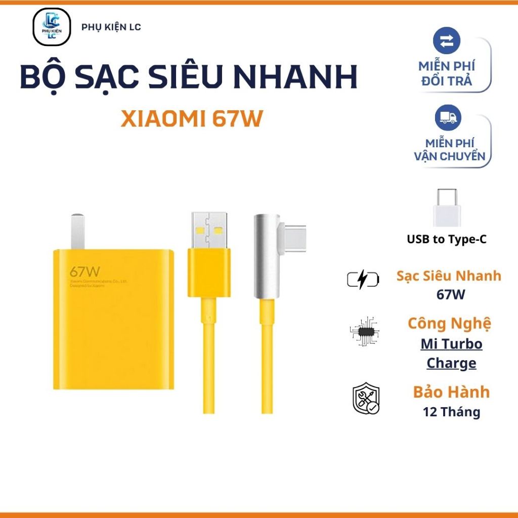 Sạc Siêu Nhanh Xiaomi 67W Mi Turbo - Charge / Hiển Thị Max 67W Nhãn Vàng | Bảo Hành 12 Tháng