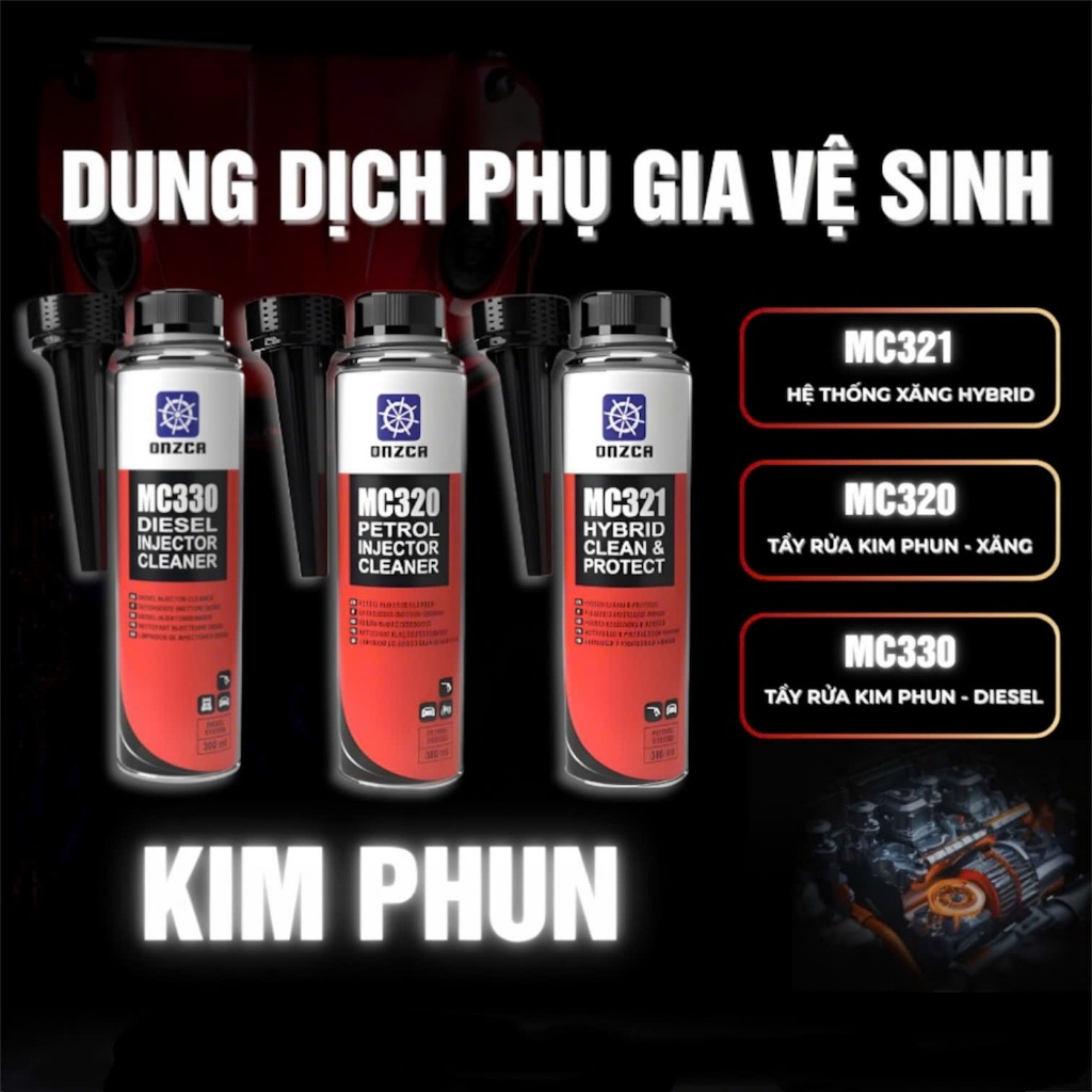 Dung Dịch Vệ Sinh Kim Phun Xăng/Dầu/Hybrid Onzca 300ML - Tăng Hiệu Suất & Tiết Kiệm Nhiên Liệu, Cải 