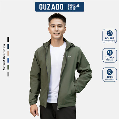 Áo khoác gió nam GUZADO cao cấp chống nước nhẹ,giữ ấm tốt,chất liệu kháng bụi GAG15-GCKG25W001