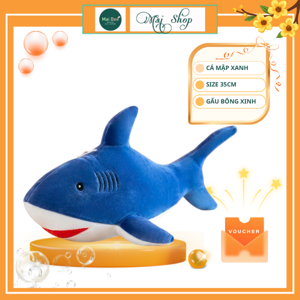 Gấu bông cá mập baby shark, thú nhồi bông mềm mịn cao cấp, quà tặng dễ thương cho bé