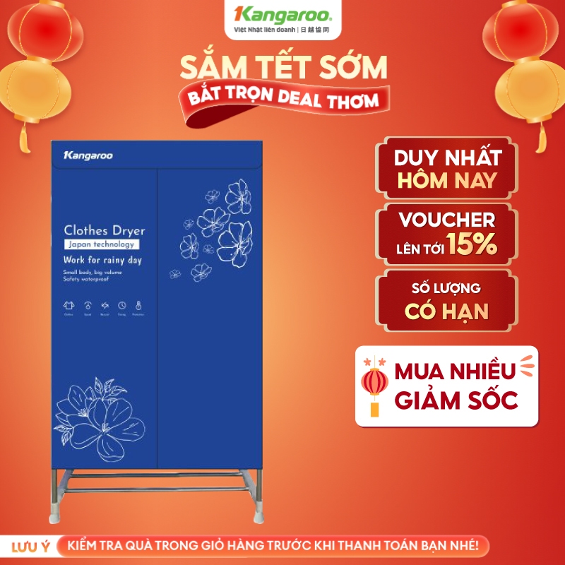 [LIVE X KANGAROO] Máy sấy quần áo Kangaroo KGCD15M1E - trọng lượng sấy 20kg quần áo ướt
