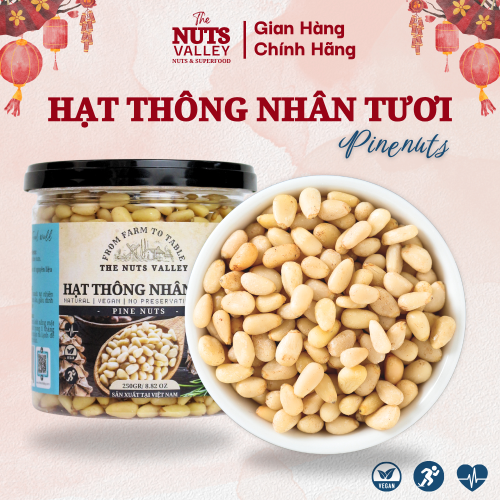 Hạt Thông Nhân Tươi Nhập Khẩu Mỹ – Ăn Vặt, Salad, Sốt Pesto, Tết 2025 – Pine Nuts, The Nuts Valley –