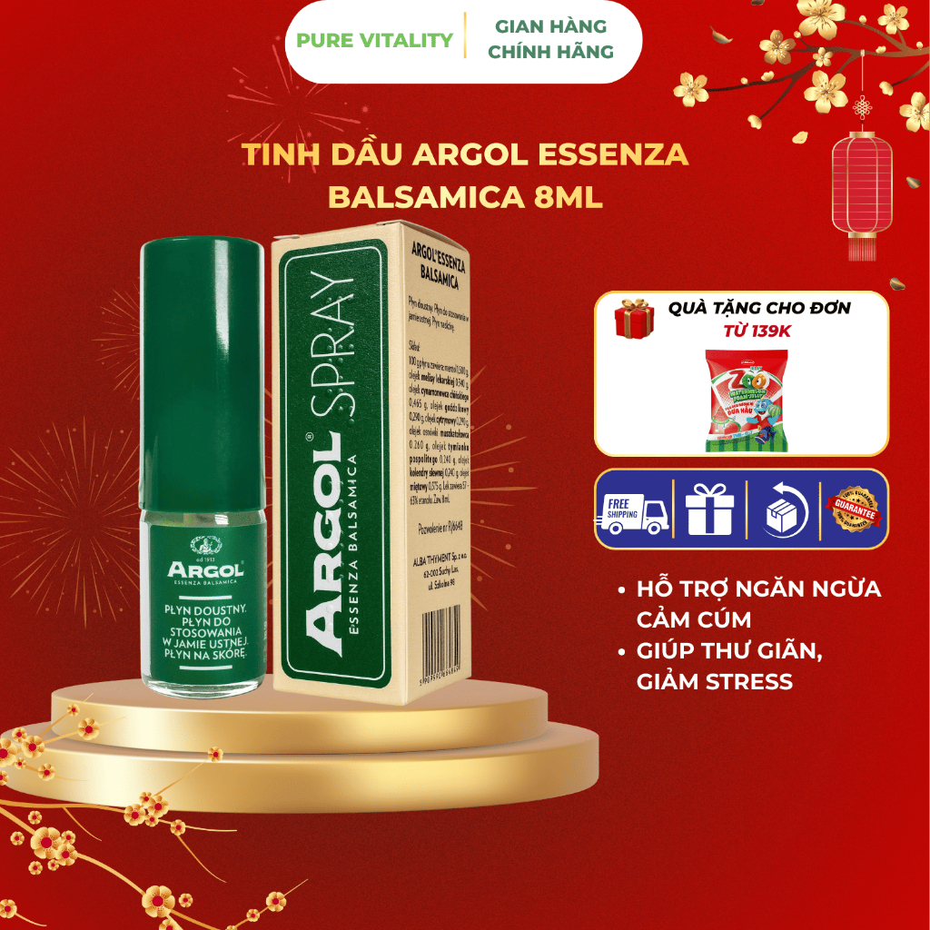 Tinh dầu dược liệu Argol Essenza Balsamica - Hỗ trợ giảm cảm cúm, thông thoáng mũi họng 50ml/8ml