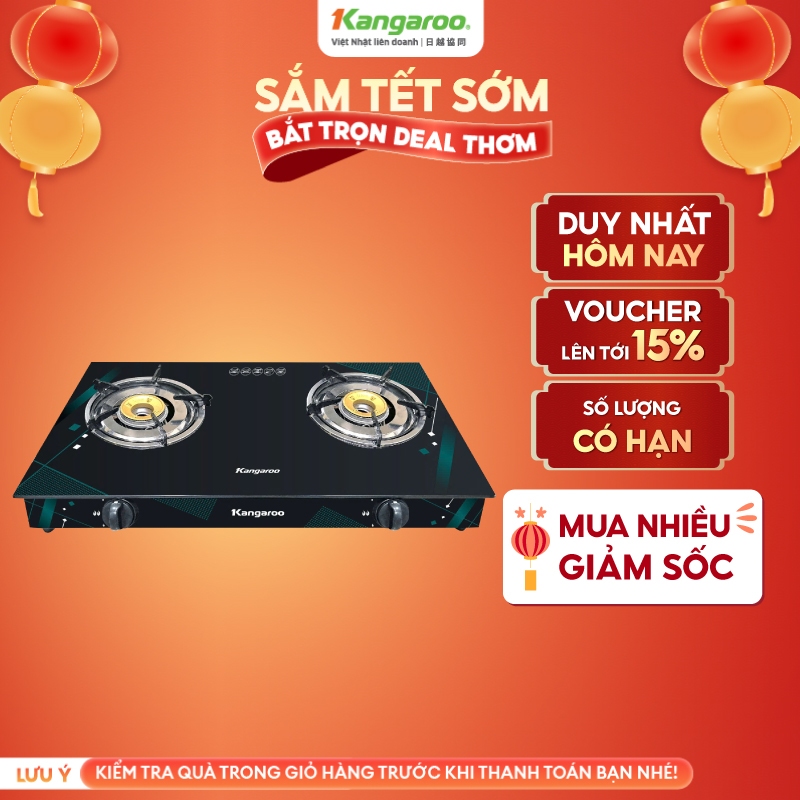 Bếp ga dương Kangaroo KGGS69G2E - Kính chịu nhiệt, 730x430mm, Đen