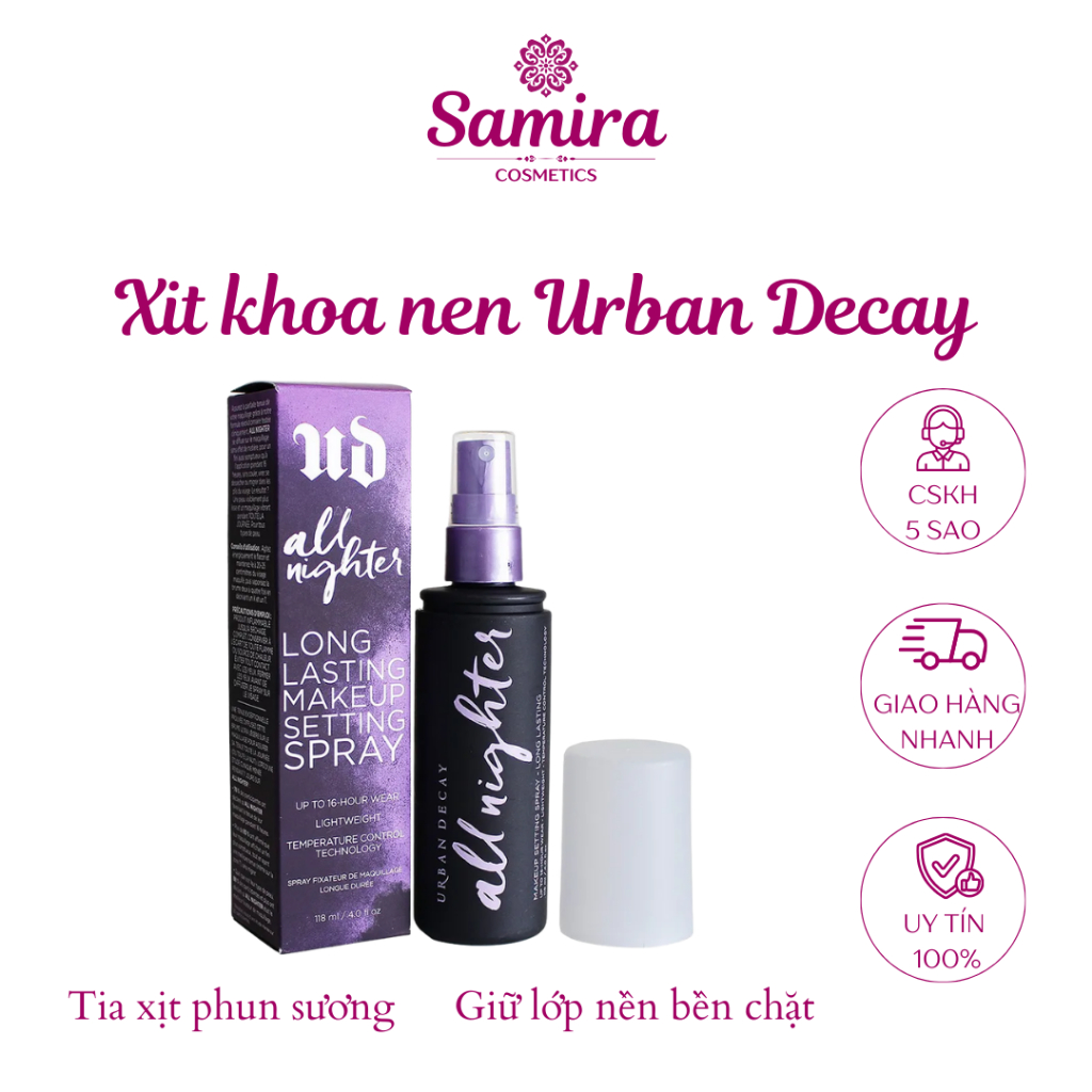 Xịt khóa Urban decay 118ml Xịt khoá nền makeup Urban Decay All Night Cố Định, Khoá Trang Điểm,không 